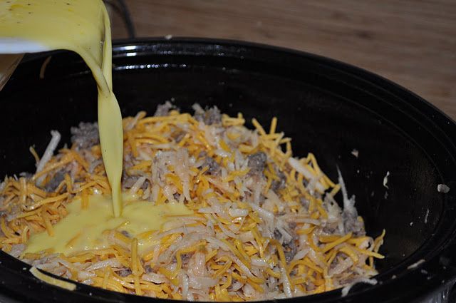 Breakfast casserole in the crock pot!! Cooks while you sleep! Christmas morning!