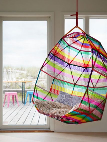 Brighten up a room with this rainbow hanging chair!