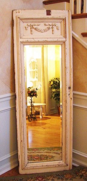 Buy a cheap floor length mirror and glue it to a vintage door frame. love this i