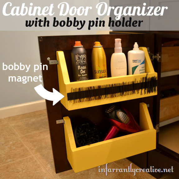 Cabinet door storage tutorial with bobby pin storage -such a great idea!!