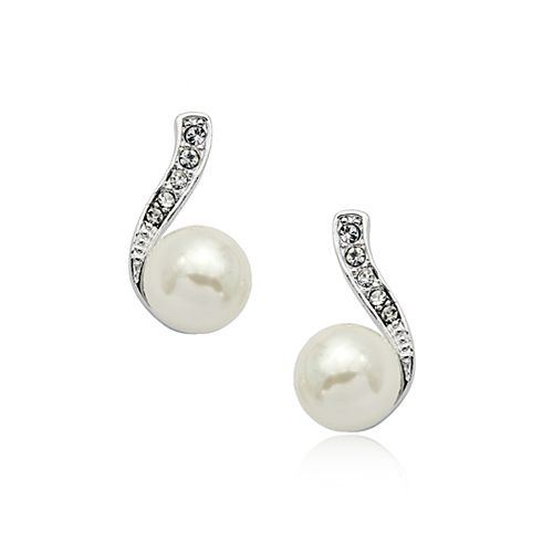 Charming Ivory Simulated Pearl with Post Back Earrings