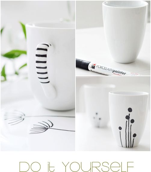 Cheap IKEA mugs + porcelain paint pen = custom mugs.