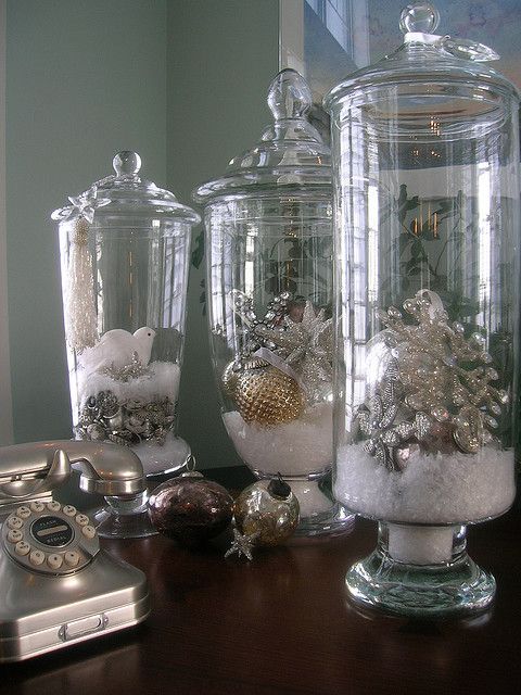 Christmas snow jars