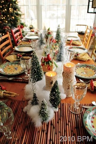 Christmas village breakfast table