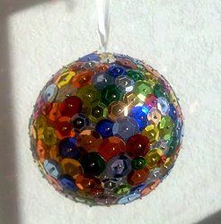 Colorful sequined disco ball, perfect for any #NYE party!  Make your own with th