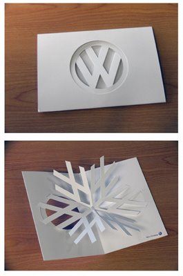 Creative merry christmas card from Volkswagen.