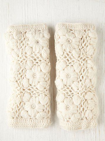 Crochet Fleece Armwarmers from Free People (cream multi – so colorful and fun!)