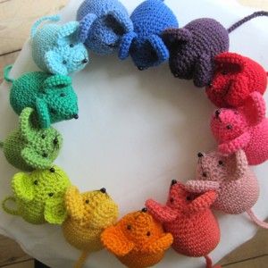 Crochet Rainbow Mouse