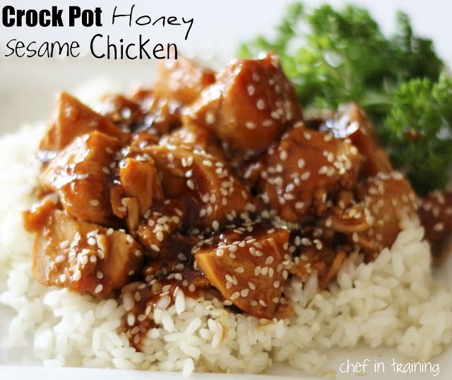 Crock Pot Honey Sesame Chicken  – 2.5 pound boneless, skinless chicken breasts (