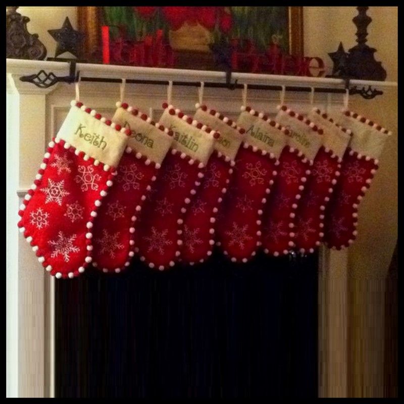 Curtain Rod As Stocking Holder – Use 3 Stocking Holders to hold the curtain rod