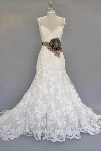 Custom made lace mermaid wedding gown