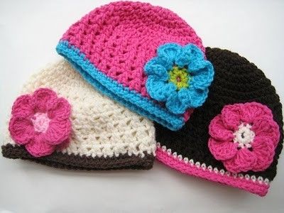 Cute DIY Crochet Flower Hats