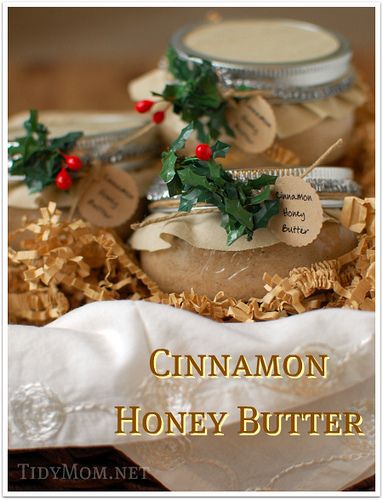 Cute, handmade Christmas gifts. Who doesn't like cinnamon honey butter. (rec