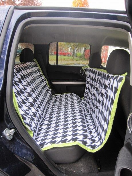 DIY car seat cover for dogs–hammock style keeps them from jumping into the fron