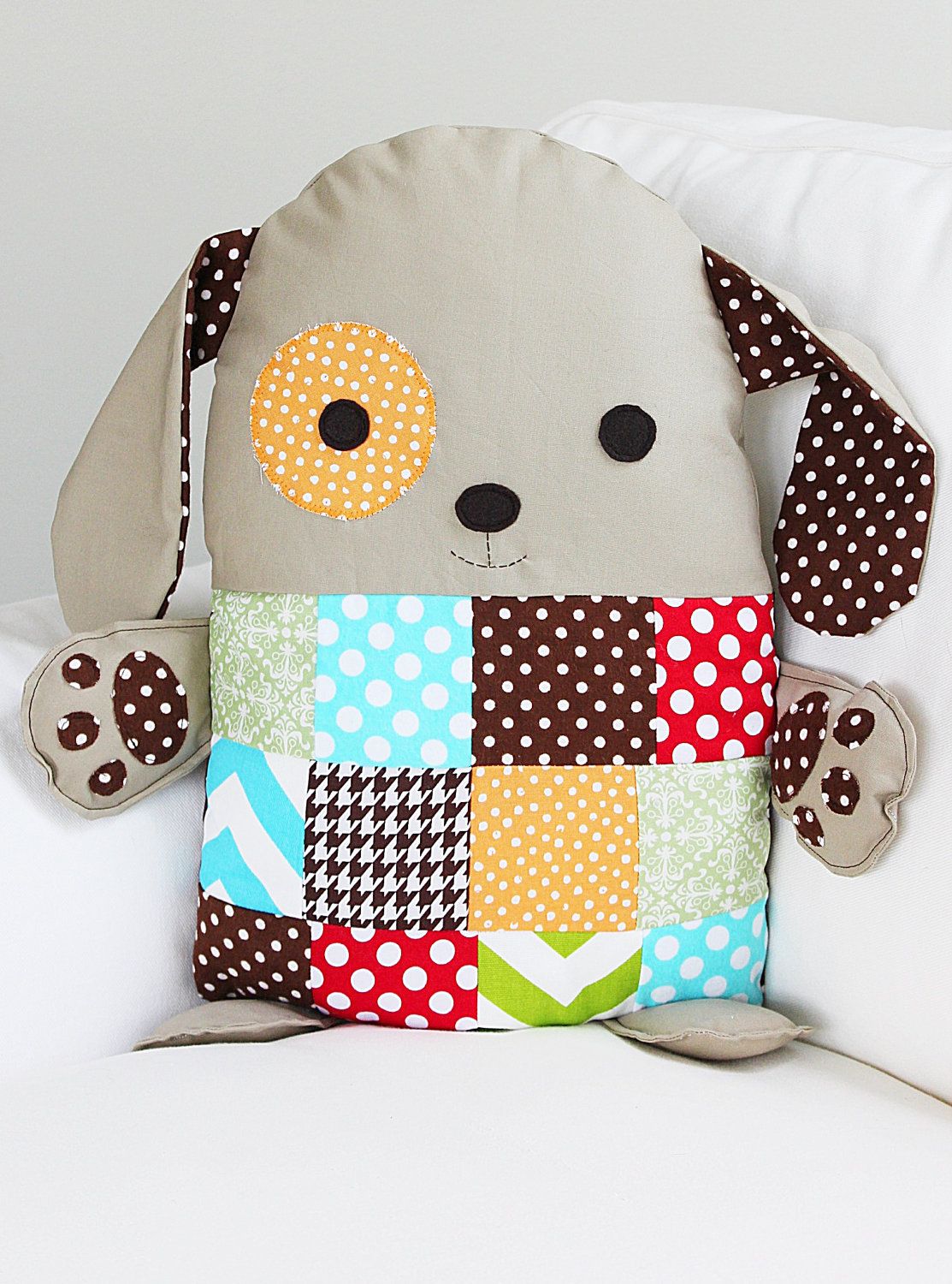 Dog Sewing Pattern Patchwork Pillow Pattern Toy by GandGPatterns