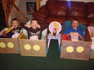 Drive-In Movie Night. Make cars out of boxes