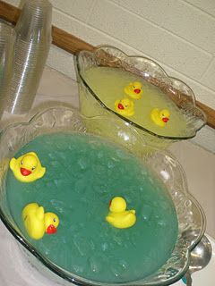 Ducks in Lemonade. Drop Blue food coloring! Very original, for a baby boy shower