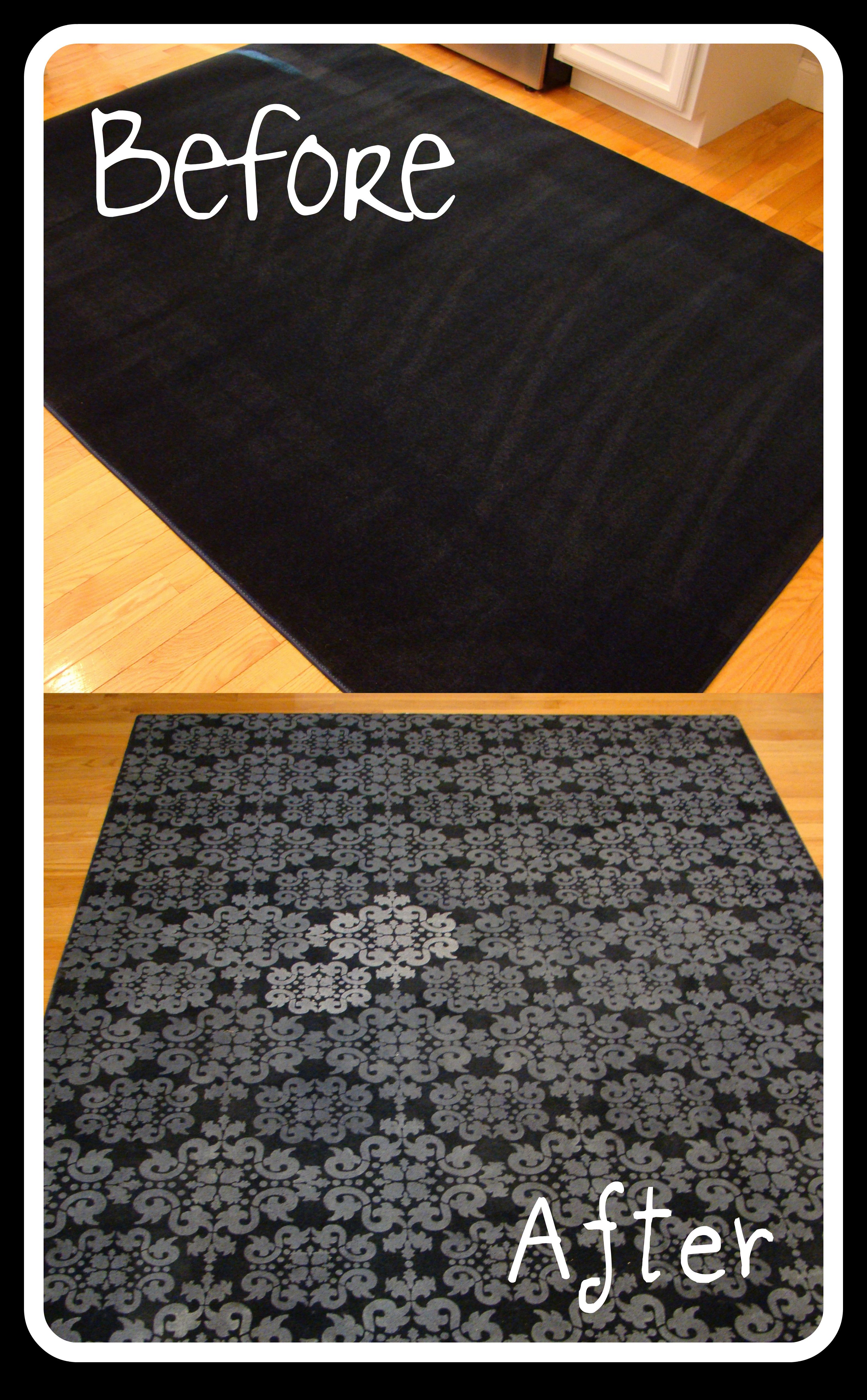 Easy DIY area rug. Forget paying $ 50-100+ for a rug! Buy a cheap one and decora