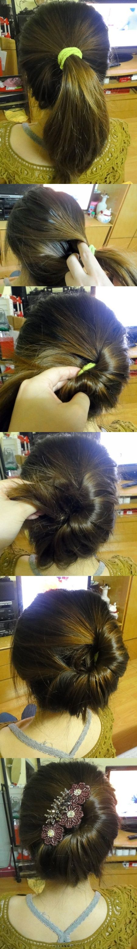 Easy & cute – ponytail to something resembling a French twist