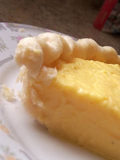 Eggnog Pie- 2 packages of 4 serving size vanilla pudding(cooked), 2 cups eggnog,