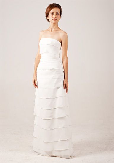 Elegant A-line Strapless Chiffon Layered Wedding Dress