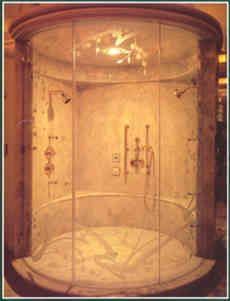 Etched glass shower doors