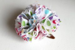 Fluffy Flower Hairclip using strip of fabric