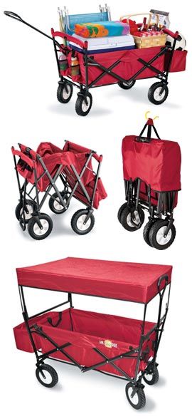 Folding Wagon Easily hauls 120 pounds…includes a shade canopy.