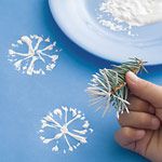 For Make Our Own Wrapping Day – Snowflake Stamping with Pine Needles