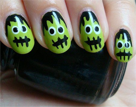 Frankenstein’s Monster Halloween Nails