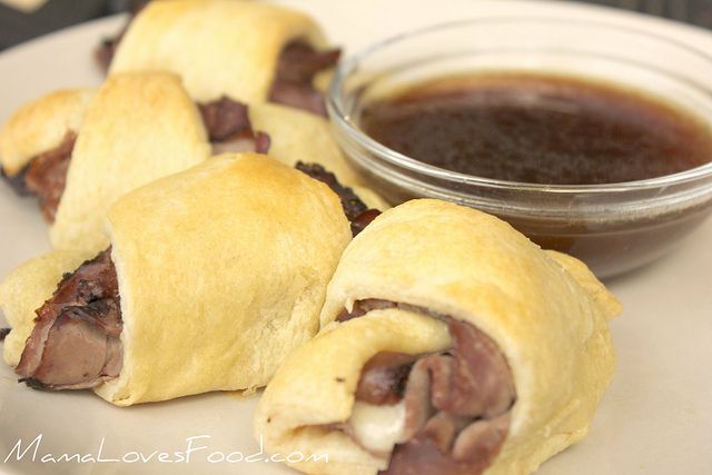 French Dip Crescent Ingredients:  2 packages crescent rolls, 8 count  1 pound de