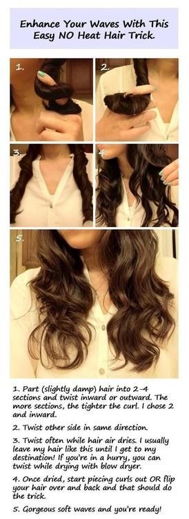 Fun idea for hair that's naturally curly/wavy (like mine) and so easy to do!