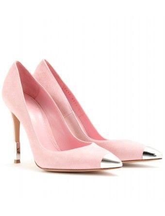 Gianvito Rossi – SUEDE POINTY TOE PUMPS WITH METAL ACCENT