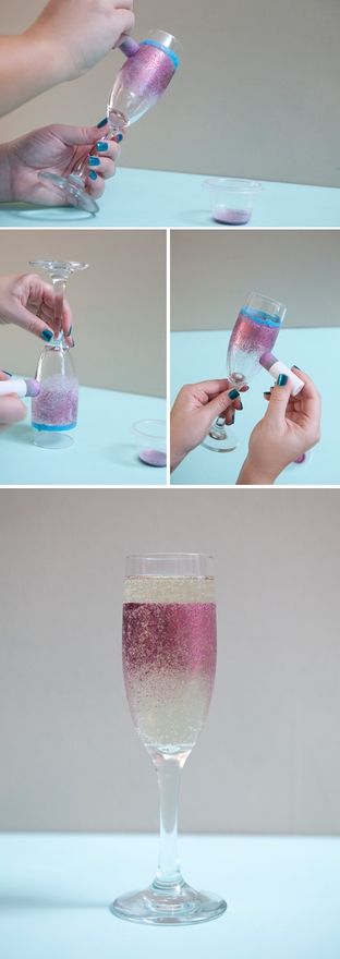 Glittered champagne flutes things-to-diy