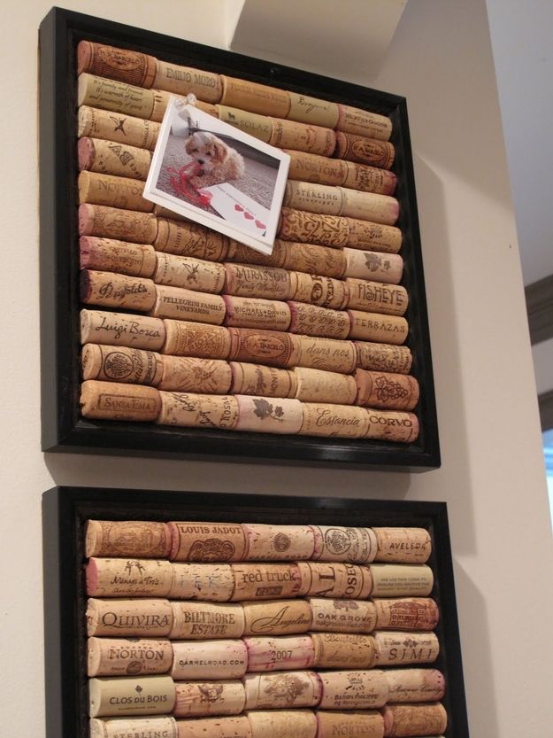 Glue Corks into a Picture Frame to Make a Bulletin Board