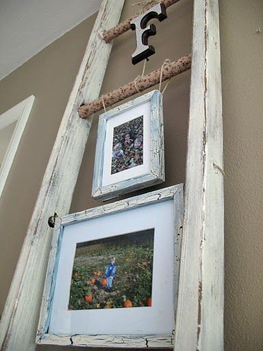 Hang family photos and letters with twine as a decorative touch