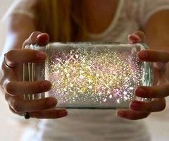 How To Make Fairies In A Jar   1. Cut a glow stick and shake the contents into a