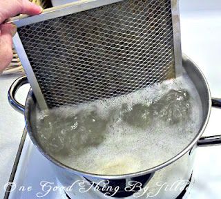 How to clean your stove's exhaust fan filter.  Truly disgusting to see all t