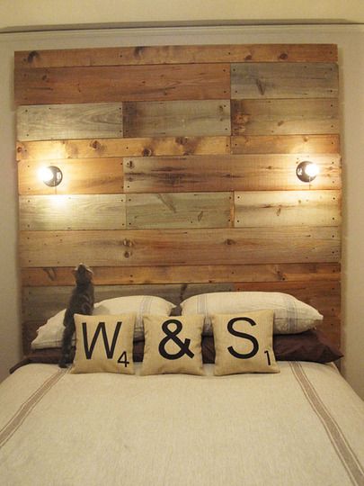 I want to make this headboard. Except I'd want to stain the wood rather than