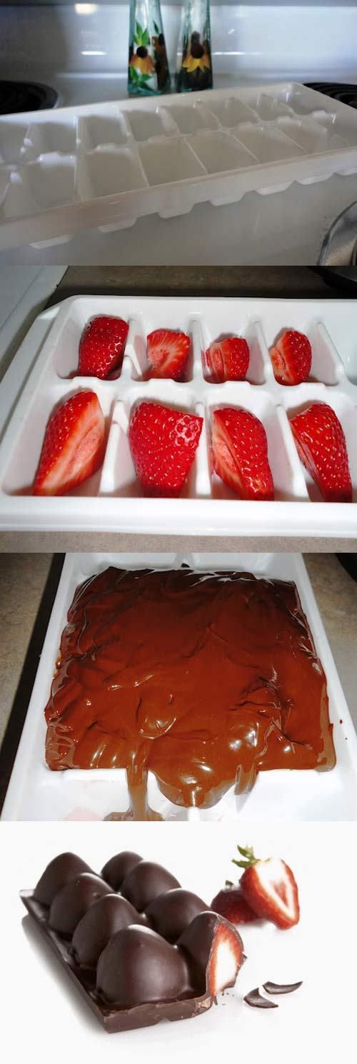 Ice Tray, Strawberries, Chocolate, Go! Genius!