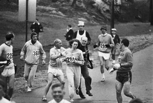 In 1967, Kathrine Switzer was the first woman to run the Boston marathon. After
