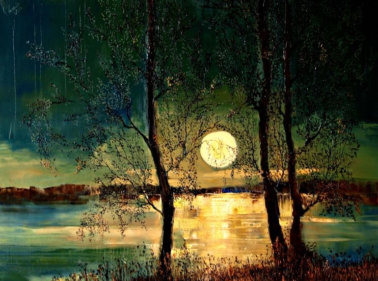 Justyna Kopania; Oil, 2011, Painting "Moon"