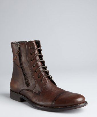 Kenneth Cole Reaction : brown leather 'Hit Men' lace-up boots : style #
