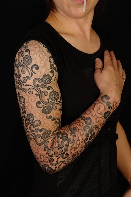 Lace sleeve tattoo–    I'd love to fill in my arm with this!!!