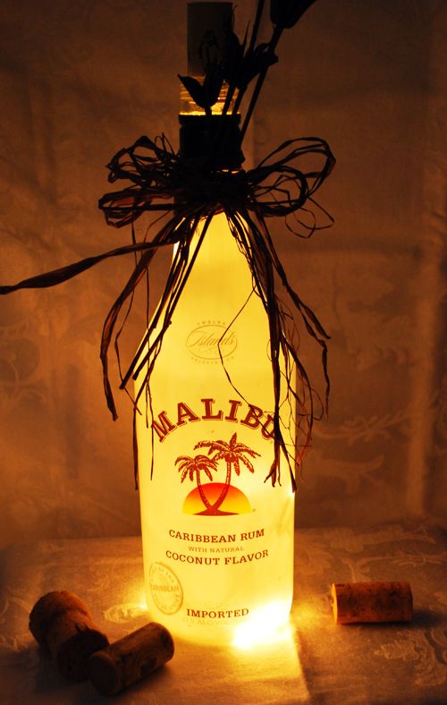 Lighted Malibu Rum bottle