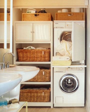 Love the pull out shelf between washer and dryer for folding clothes and also th