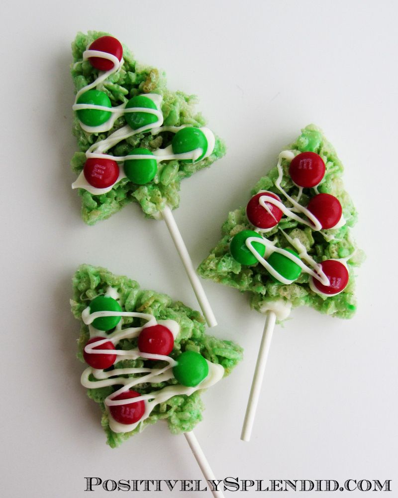 Love these Christmas Tree Rice Krispie Treat Pops from Positively Splendid–Woul