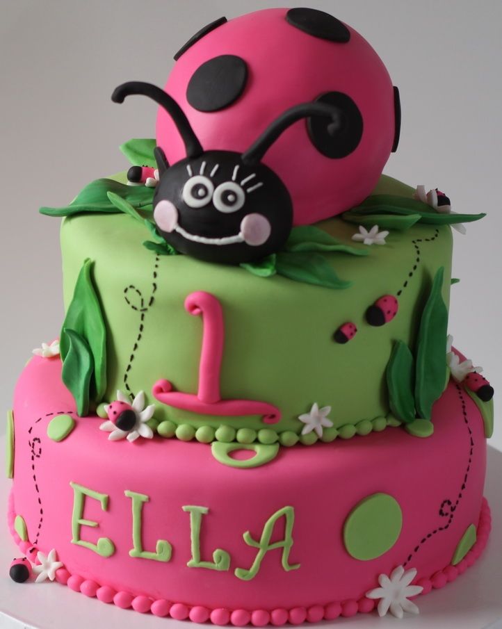 Love this lady bug first birthday cake.