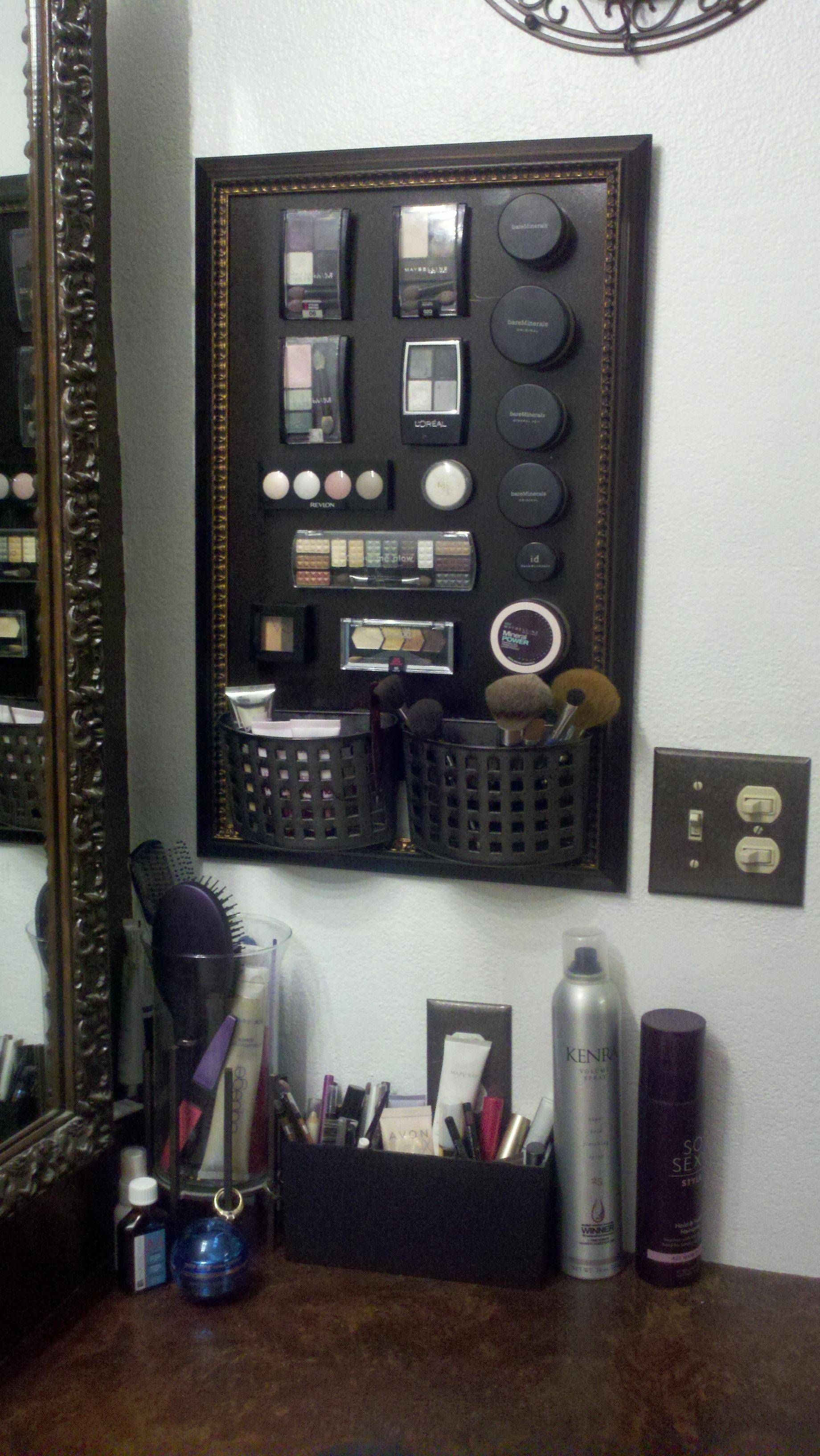 Magnetic makeup board–lot's of how-to's online, but I think this is the