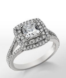Monique Lhuillier Princess Double Halo Engagement Ring in Platinum- such a stunn